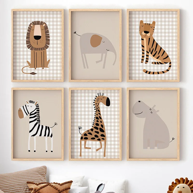 Baby Nursery Jungle - (Tanpa Bingkai) Lukisan Kanvas Seni Dinding