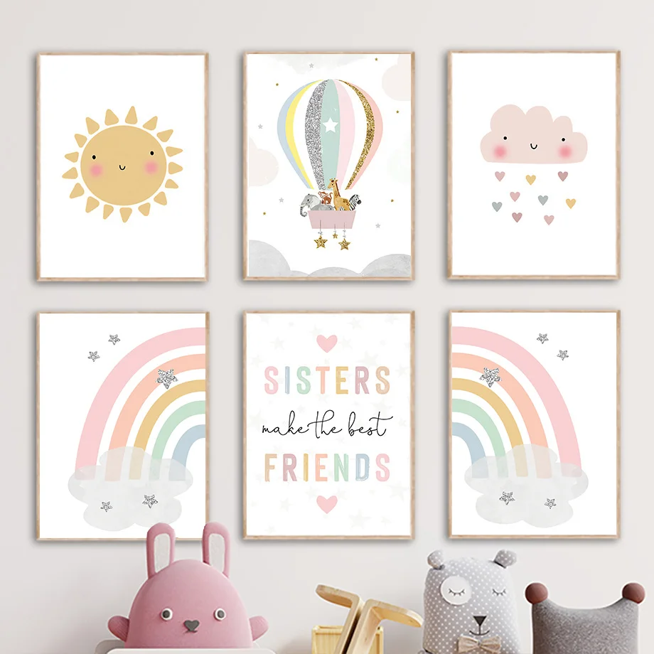 Baby Nursery Fabric - Jerapah Gajah Balon Udara Matahari Pelangi