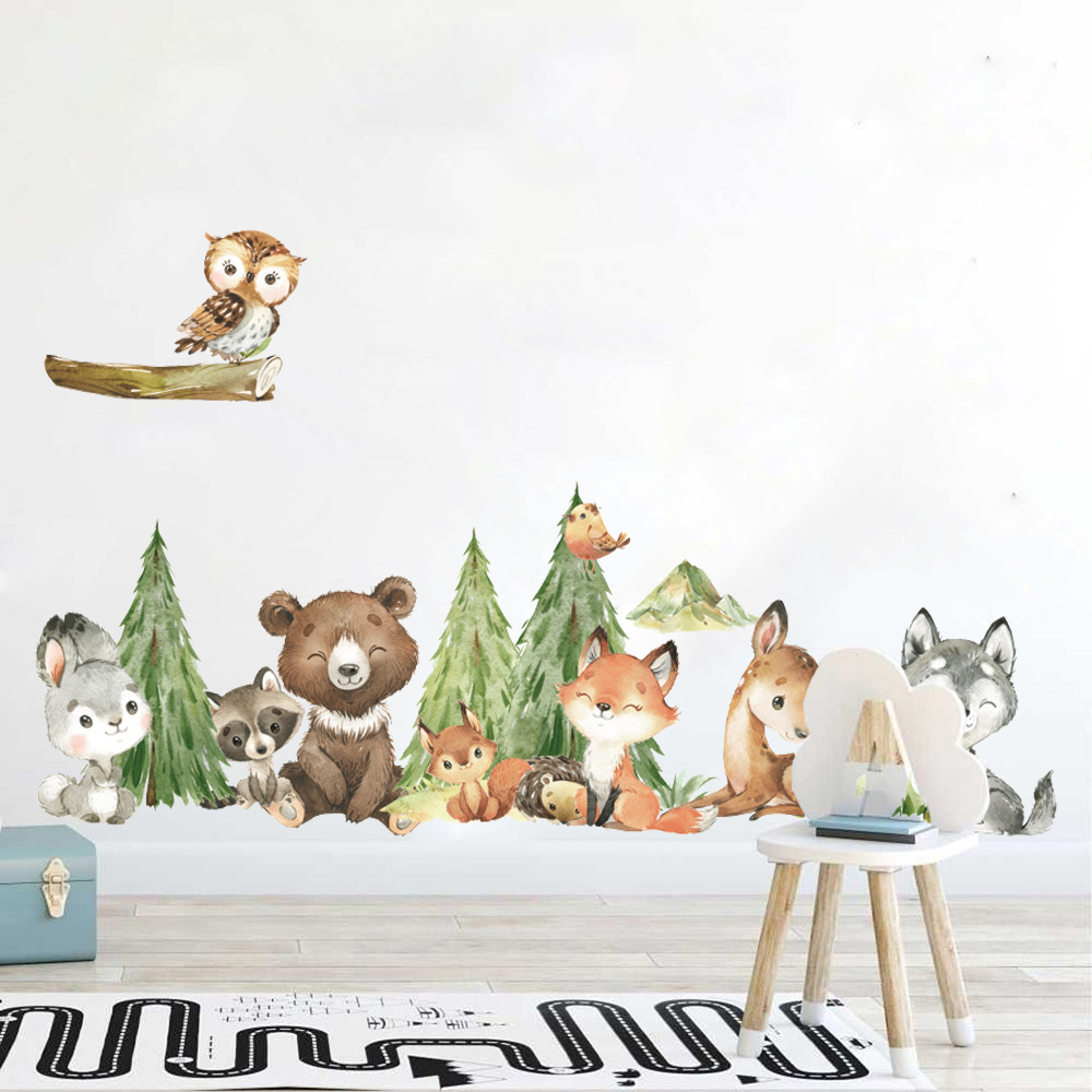 Baby Nursery Needs - Stiker dinding hewan hutan cat air
