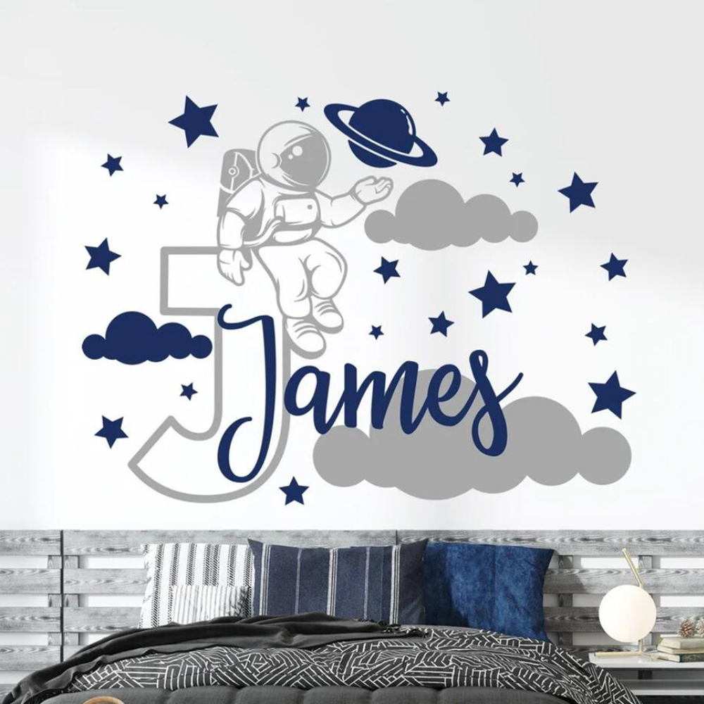 Baby Nursery Decor Boy - Stiker dinding bentuk awan bintang astronot