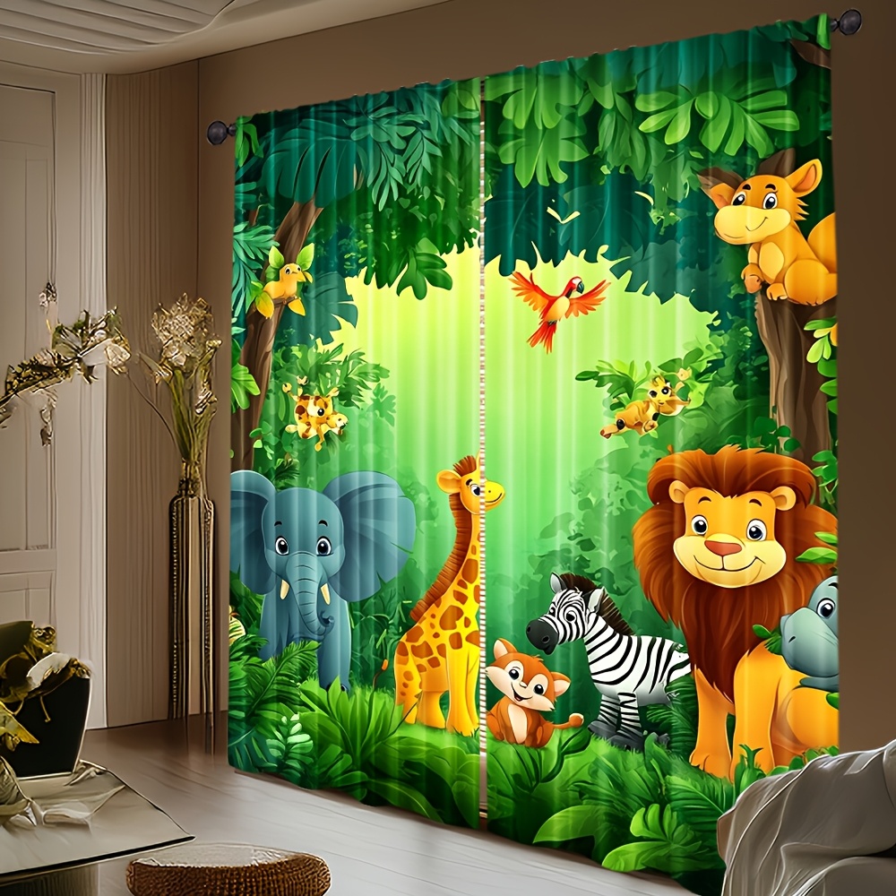 2 Buah Tirai Hewan Kartun Tira - Baby Nursery Jungle ulasan dan harga