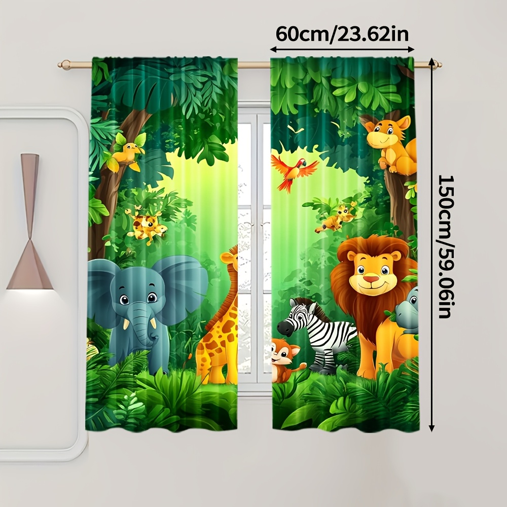 2 Buah Tirai Hewan Kartun Tira - Baby Nursery Jungle ulasan dan harga