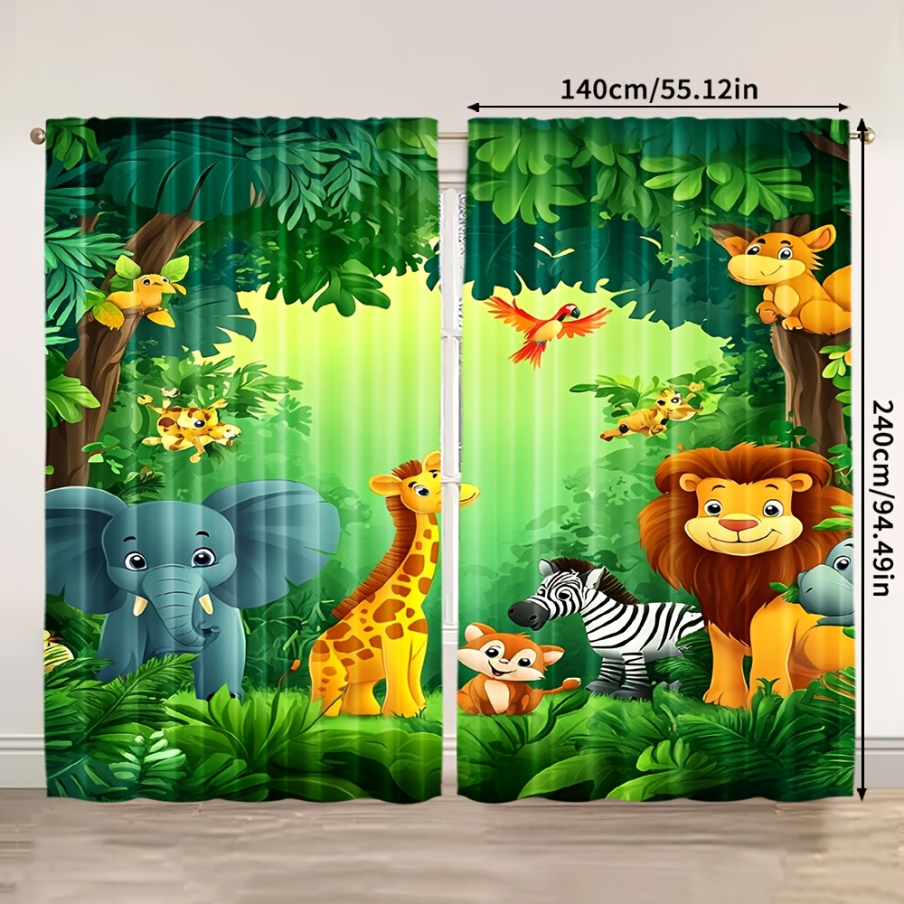 2 Buah Tirai Hewan Kartun Tira - Baby Nursery Jungle ulasan dan harga