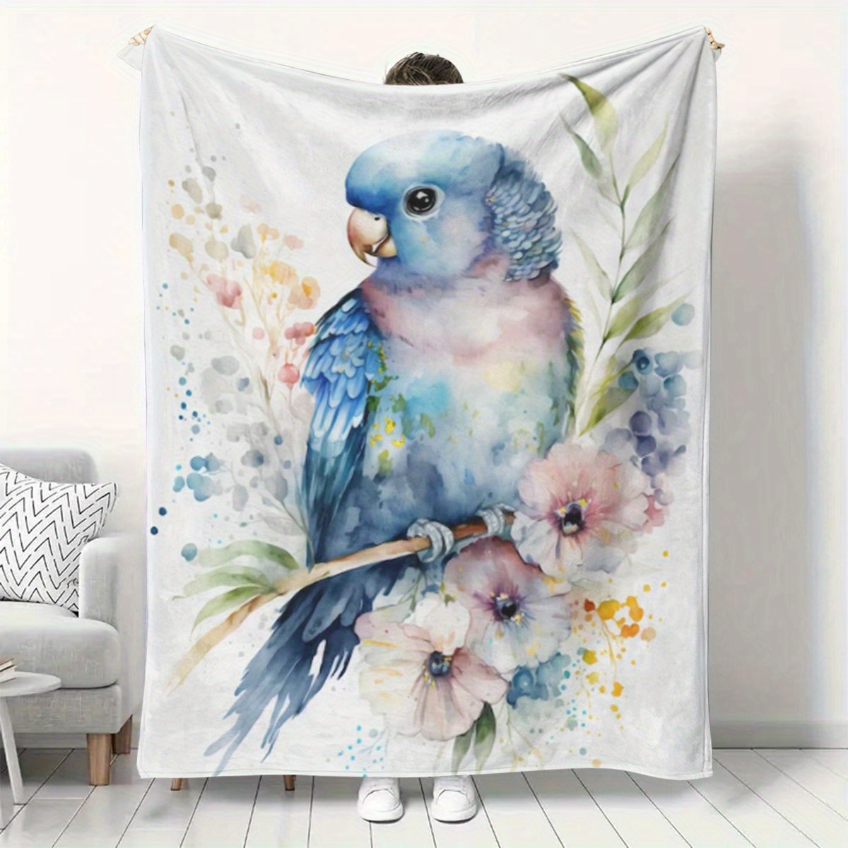 Selimut Motif Burung Beo Aquar - Baby Nursery Accent Wall ulasan dan harga