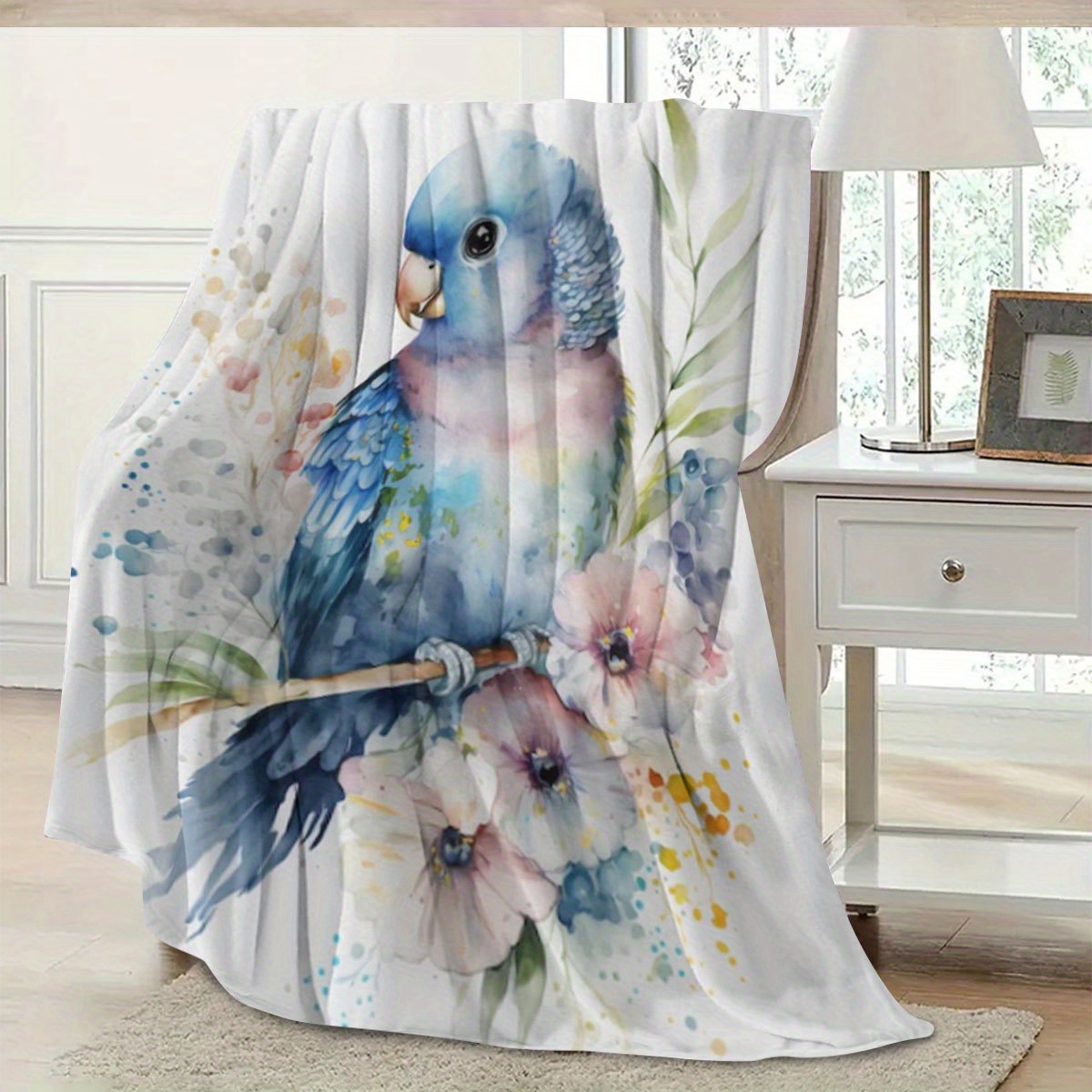 Selimut Motif Burung Beo Aquar - Baby Nursery Accent Wall ulasan dan harga