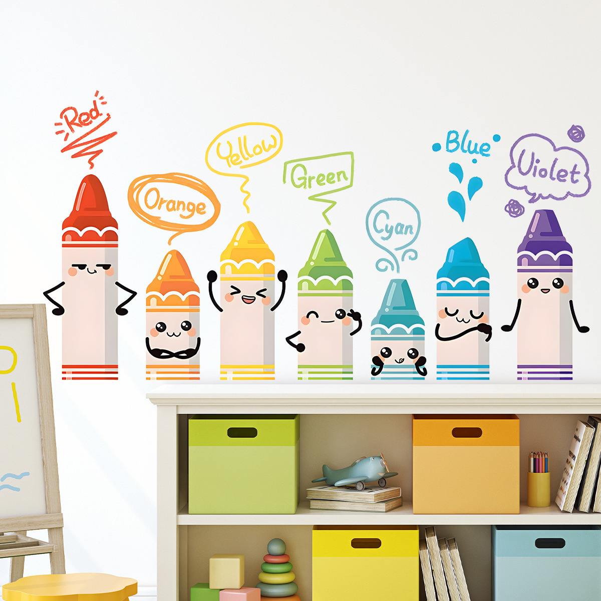 Stiker dinding pola krayon war - Baby Nursery Needs ulasan dan harga