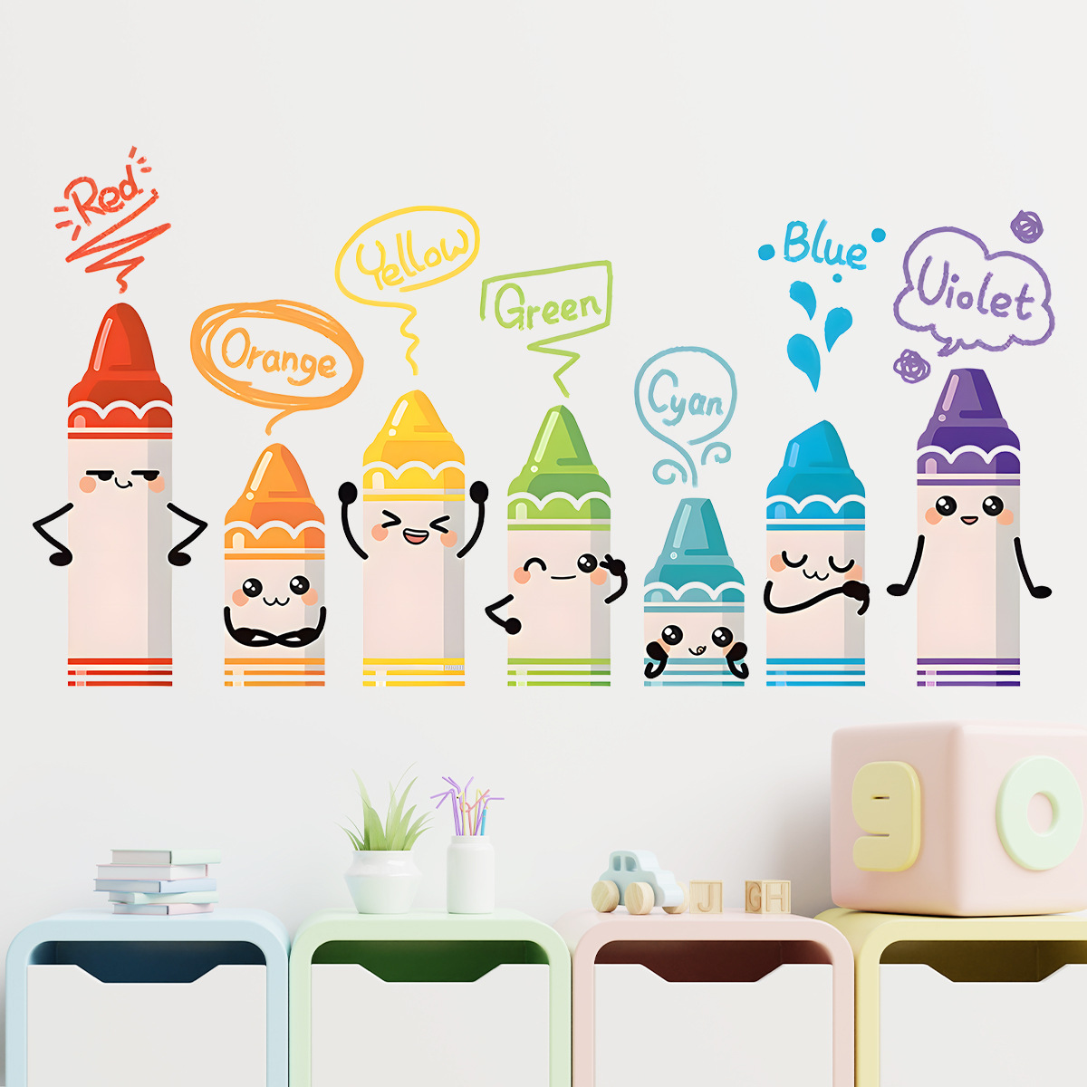 Stiker dinding pola krayon war - Baby Nursery Needs ulasan dan harga