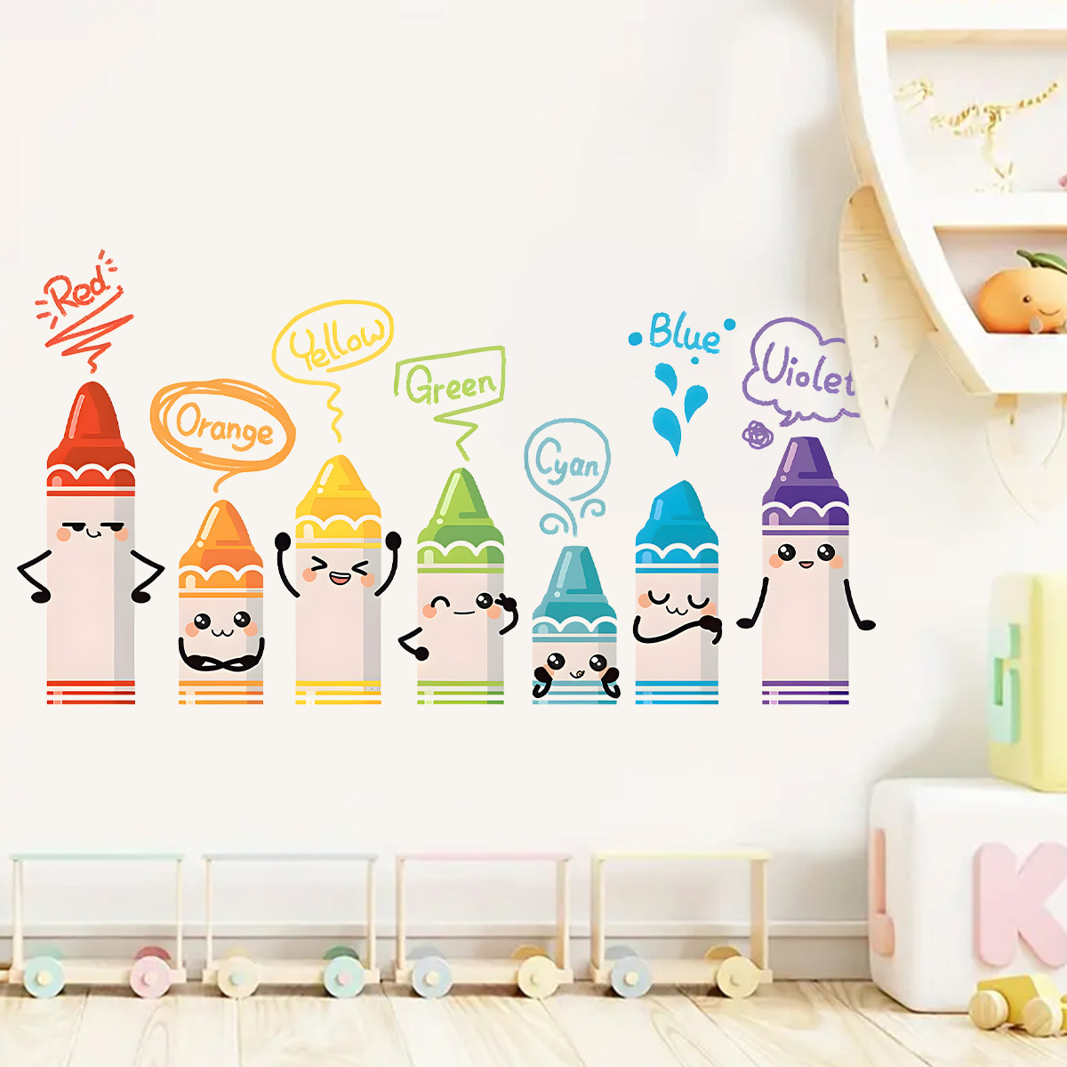 Stiker dinding pola krayon war - Baby Nursery Needs ulasan dan harga