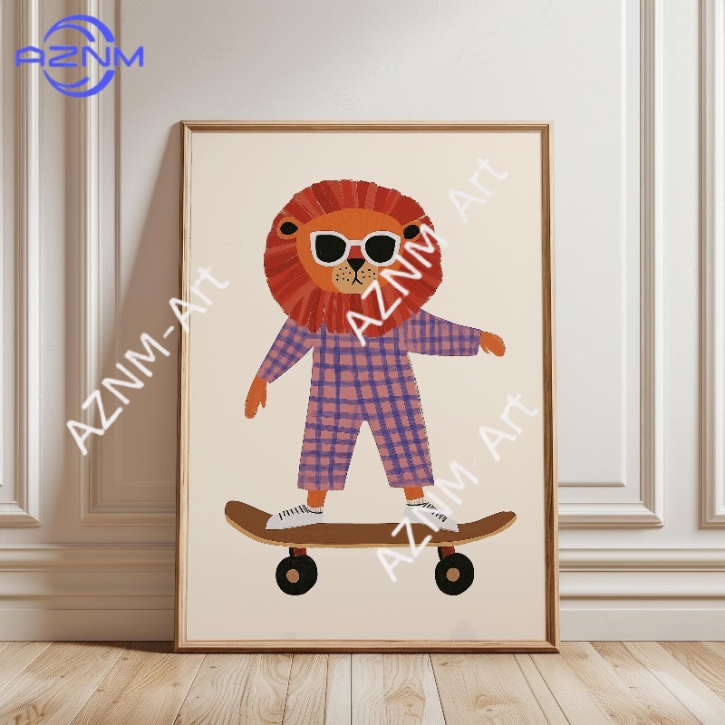 1 Buah Poster Skateboard Hewan - Baby Nursery Fabric ulasan dan harga