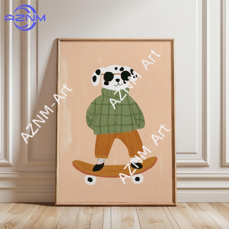 1 Buah Poster Skateboard Hewan - Baby Nursery Fabric ulasan dan harga