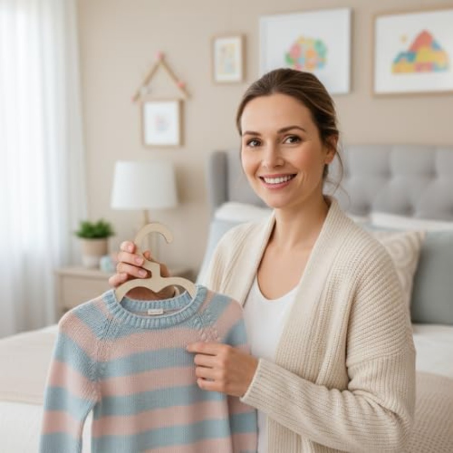 10 Buah Gantungan Kayu untuk L - Closet Organizer Baby ulasan dan harga