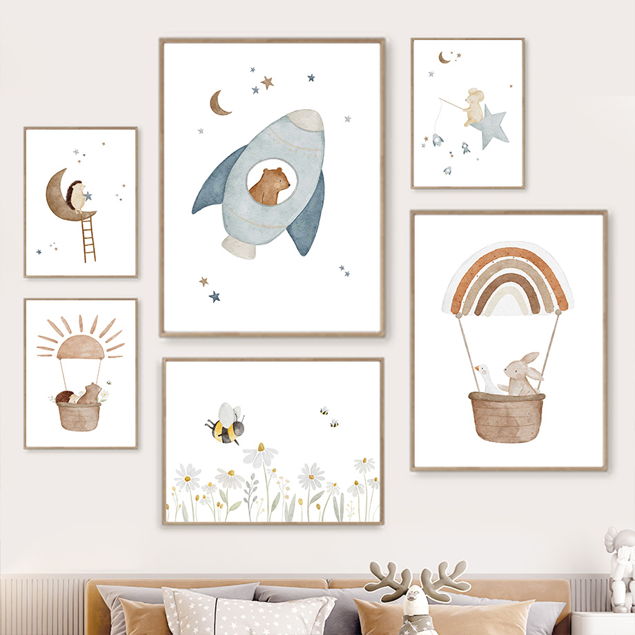 Lukisan kanvas poster beruang  - Baby Nursery Fabric ulasan dan harga