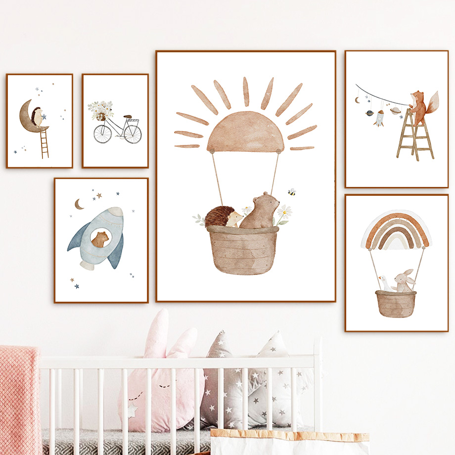 Lukisan kanvas poster beruang  - Baby Nursery Fabric ulasan dan harga