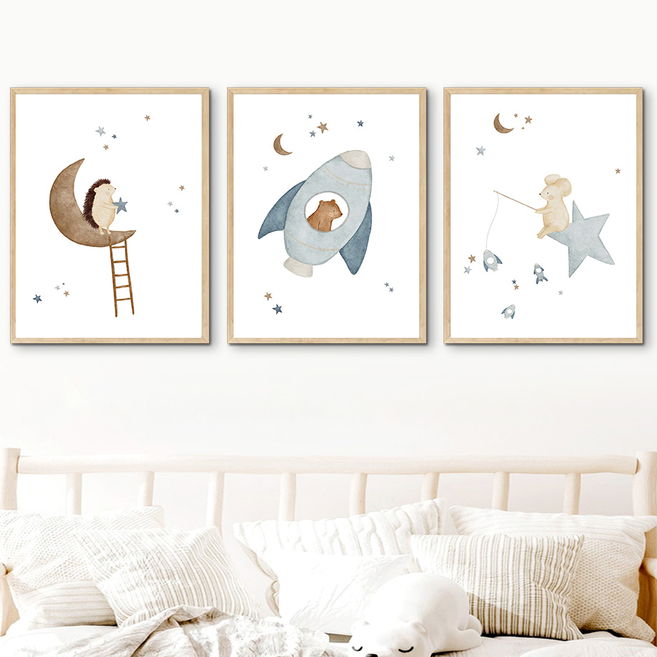 Lukisan kanvas poster beruang  - Baby Nursery Fabric ulasan dan harga